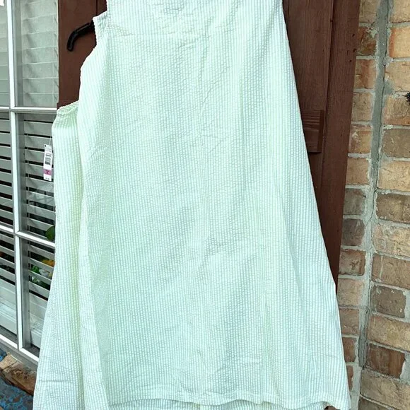 NWT PINK K DUSTER(pair) snapfront seersucker sleeveless pockets lime green Sz XL - Picture 2 of 7